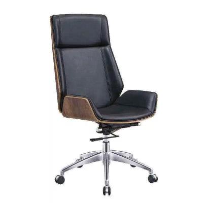 China Revolving Wholesale Customized Black Leather Executive Office Bentwood Chair Wooden Office Chairs for sale