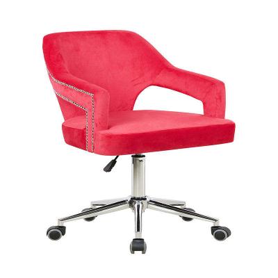 China Revolving Modern Home Office Table Chair Swivel Adjustable Red Velvet Task Office Chair for sale