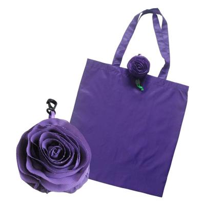 China Polyester Folding Foldable Reusable Shopping Bags Flower Eco Friendly Shopping Bag for sale