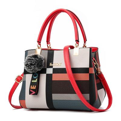 China High Quality Women's PU Stripe Shoulder Luxury Leather Casual Tote Handbag Lady All Match Handbag for sale