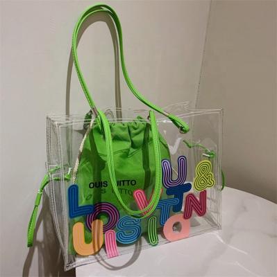 China 2022 Jelly Bags Summer Women's Large Capacity Fashion Transparent Shoulder Tote Bag Purses New and Luxury Designer Handbags for sale