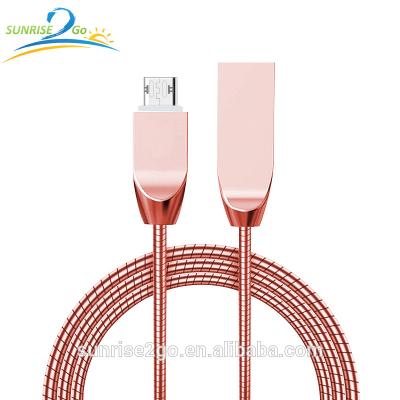 China MP3/MP4 Player Zinc Metal Stainless Steel USB Metal Spring Shield Mic Cord, 2.4A Fast Charging Cable For iPhone Android for sale