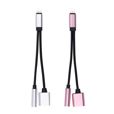 China Mobile Phone 3.5mm Aux Jack Adapter, 2 in 1 USB Cable Adapter for Iphone 7 for sale