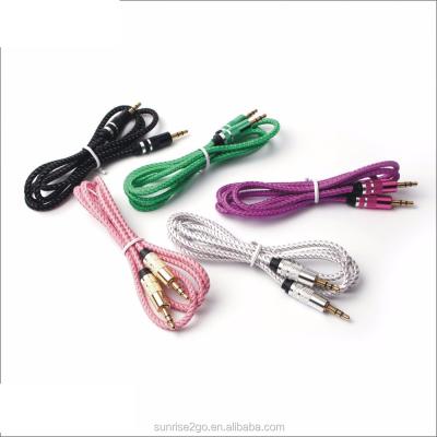 China aux audio cable Wholesale High Quality Gold Plated Head Cable 3.5mm Nylon Braided DVD Player Connector Metal Head for sale