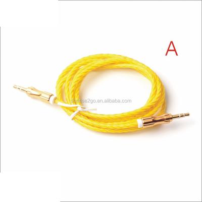 China Multimedia Metal Head Microphone PVC HD Shining Colorful Nylon Braided 3.5MM Jack Stereo Aux Audio Cable for sale