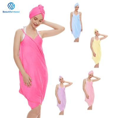 China QUICK DRY Slim Wearable Microfiber Women Bath Dress Towel Super Dry Bath Towel for sale