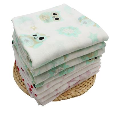 China Custom Size QUICK DRY Printed Cotton Bamboo Muslin Baby Blanket Wrap Baby Towel for sale