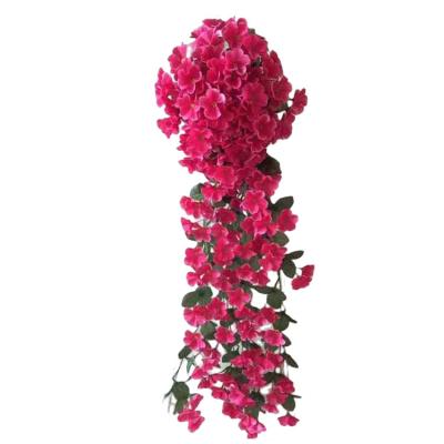 China Real Touch Silk Plant 75 cm Length 204 Heads Garland Violet Vines Artificial Flower Hanging Baskets For Wedding for sale