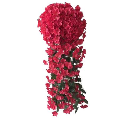 China Red Violet Vine Artificial Flower Garland Hanging 204 Length Heads Decorative Silk Wall Ceiling for sale