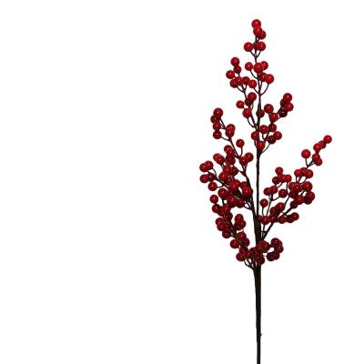 China Plastic Christmas Home Decoration 12 Forks Artificial Berry Brunches Holly Berries Branch for sale