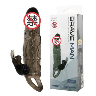 China BAILE Vibration Sex Toy Delayed Ejaculation Vibrating Extended Sleeve BI-026225-1 for sale