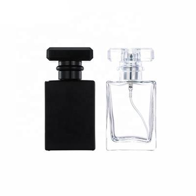 China Cosmetic Custom Packaging Transparent And Black Color Luxury Glass Perfume Bottle 50ml for sale