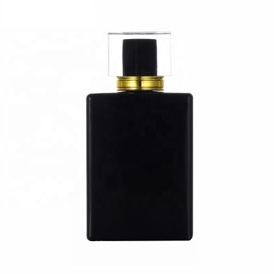 China Wholesale Cosmetic Manufacturer Luxury Refillable Empty Glass Black Perfume Bottle 100ml for sale