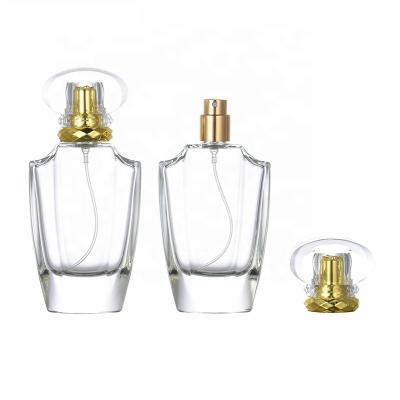 China Custom Cosmetic Special Shaped Perfume Bottles 50ml Glass With Aluminum Sprayer for sale