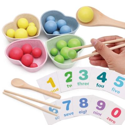 China Earlier Education Kids Math Toys Colorful Beads Chopsticks Cut Beans Wooden Montessori Toys Early Educational Toy for sale