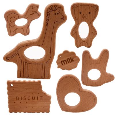 China Baby Teething Toy Sensory Baby Teething Beech Non-Toxic Wooden Wood Eco-Friendly Nature Eco-Friendly Diy Toys Teether for sale