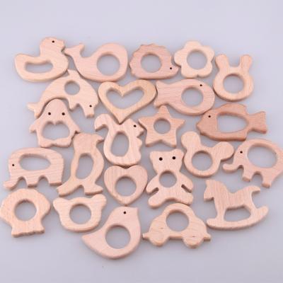 China Baby Teething Wooden Animal Shape Teeth DIY Baby Gym Toys Wooden Teething Toys Baby Wooden Necklace Pendant for sale