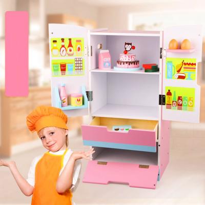 China Large Funny Educational Toy Wholesale Role Pretend Play Kitchen Set Wooden Wooden Toy Kitchen Cabinet Toy Children's Kitchen Set for sale