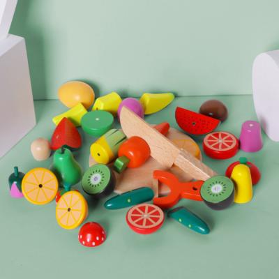 China Kitchen toy set wooden kitchen toys cutting fruit vegetable game miniature food magnetic cutting toys for sale