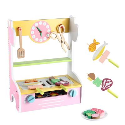 China Funny Educational Toy BBQ Picnic BBQ Pretend Cook Wooden Kitchen Toy Play Set Kids Toy Wood for sale