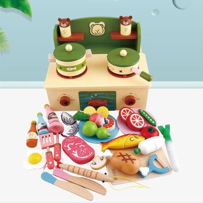 China 2020 High Quality Funny Educational Toy Boy Girl Pretend Toy Wholesale Educational Mini Wooden Oven Kitchen Toy Play Set for sale