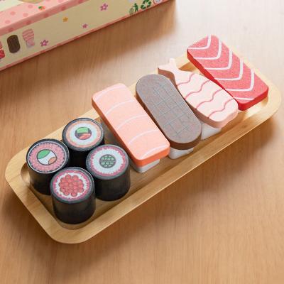 China Kitchen Toy Set Kids Pretend Role Play Simulation Wooden Sushi Kitchen Cooking Set Toys for Boys and Girls for sale