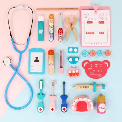 China Children's Toys Pretend Doctor Play Set Toys Children's Accessories Tools Wooden Dentist Game Cosplay Simulation for sale