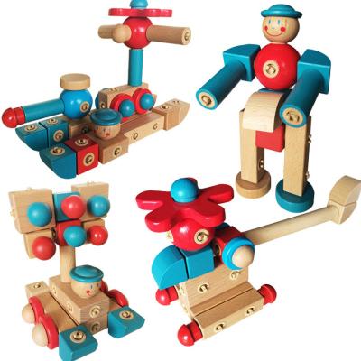 China MODEL TOY Children'S Education Blocks Tool Kit Wooden Toy Variety Rotating Assembly Disassembly for sale