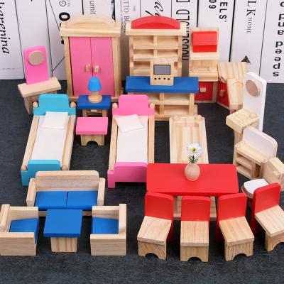 China DIY TOY 1:12 Furniture Dolls House Wooden Pretend Educational Toys Play Room Dollhouse DIY Miniatures for sale