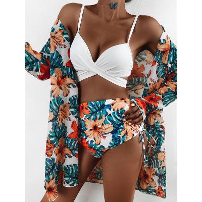 China Wholesale Customized Floral V-Neckline Bikinis Women's Luxury Sexy Backless Swimwear Waterproof for sale