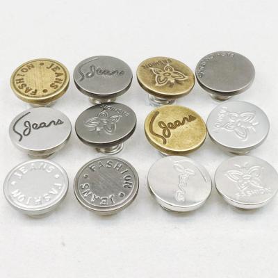 China SustainableOxidation Resistant Metal Does Not Fade Custom Sale Cheap Stainless Steel Fashion Jeans Buttons for sale