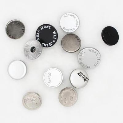 China SustainableOxidation Resistant Metal Does Not Fade Designer Custom Silver Black Sewing Accessories Jeans Buttons With Logo for sale