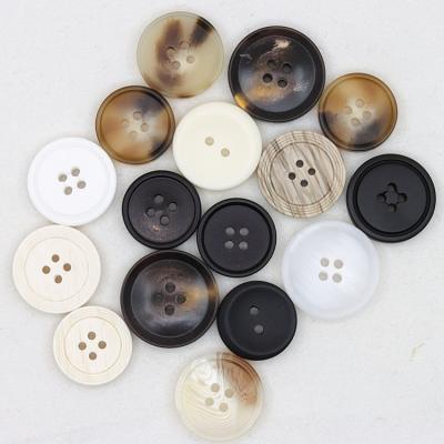 China Viable Custom Different Size Plastic Horn Resin Inventory Sales Sewing Accessories Coat Retro Buttons for sale