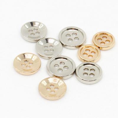 China SustainableOxidation Resistant Metal Does Not Fade Factory Direct Sales Of High Quality Shiny Gold Antioxidation And Non Fading Metal 4 Holes Zinc Alloy Shirt Buttons for sale