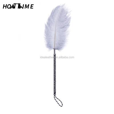 China HOTTIME Eco-friendly Wholesale Price Flirt Long Osstrich Feathers Stick Adult Toys Striping Flirt Stick Feather For Couples for sale