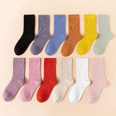 China Wholesale Antibacterial Antibacterial Slouch Boots Girl Solid Color Running Teens Colored 100%cotton Women's Crew Dress Soft Colored Socks White for sale