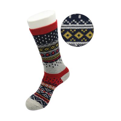 China Custom Logo Antibacterial Funny Happy Colorful Winter Merino Christmas OEM Antibacterial Men's Wool Socks for sale