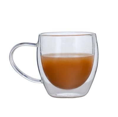 China Sustainable Double Wall Glass Mug for sale