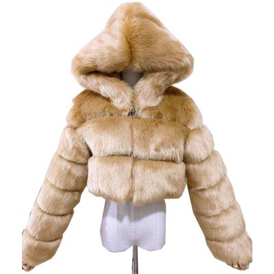 China Wholesale China Factory Faux Fur Collar Womens Breathable Zipper Jackets Coats With Hood for sale