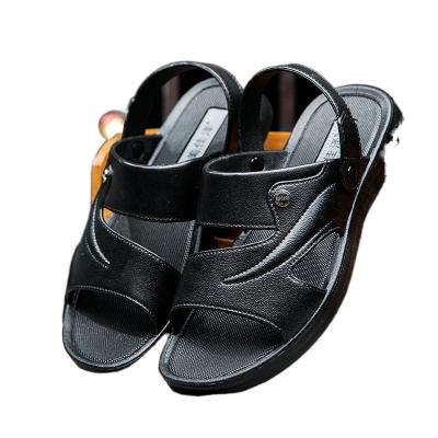 China Original Men's Fashion Black Brown Waterproof Lightweight Leather Designer PVC Sandals for sale