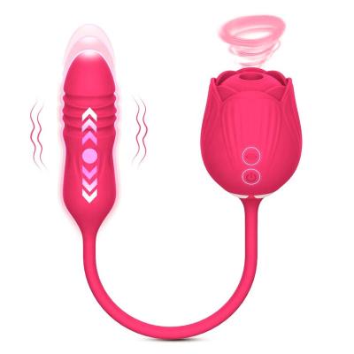 China Real Touch Feeling 10 Modes Sucking Thrusting Rose Vibrator For Women Clitoral Sucking Vibrator Vibration Adults Sex Toy Factory Wholesales Price for sale