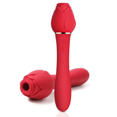 China Real Touch Feeling 10 Modes Rose Vibrator Wand Massager Vibration Stick 5 Modes Sucking Vibrator for sale