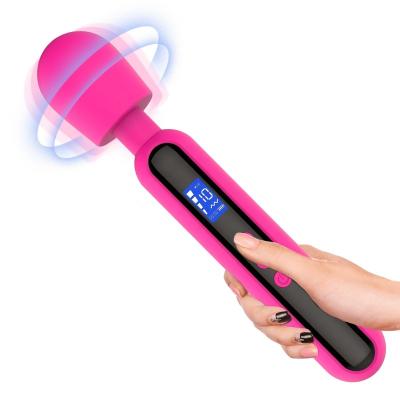 China Real Touch Feeling 10 Vibration Modes Magic Wand Massager 4 Speed ​​Cycle LED Screen Display Massage Stick Vibrator For Adult Sex Toys Wholesales for sale