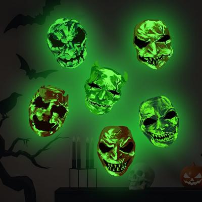 China Luxury WALL STICKER Window Wall Stickers Scary Halloween Face Decals Book Covers 6pcs Package Skeleton Sticker For Halloween Party Decoretions for sale