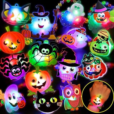 China Deluxe Party Supplies Kids Trick or Treat Treats Beaded Flashing Slap Halloween Decorations Glow Light Up Bracelet Led Bracelet for sale