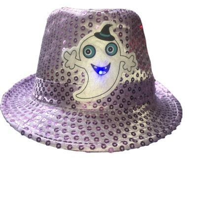 China Cutton+Factory 9 LED Light Halloween Party Hat Led Sequins Hat For Men Women Kids Show Halloween Hats for sale