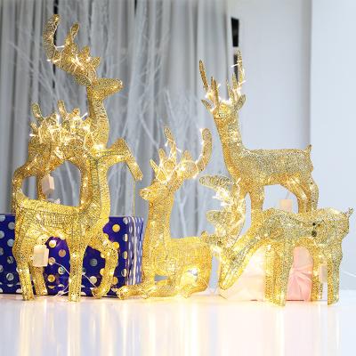 China Christmas/Thanksgiving/Halloween Lighted Deer Famil Xmas Winter Outdoor Decoration For Front Yards Christmas Decorations Deer for sale