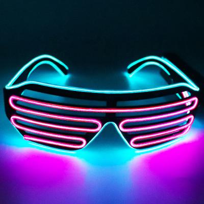 China ABS Factory Custom Wireless Halloween Light Up EL Logo Flashing Led Neon Wire Glasses For Party for sale