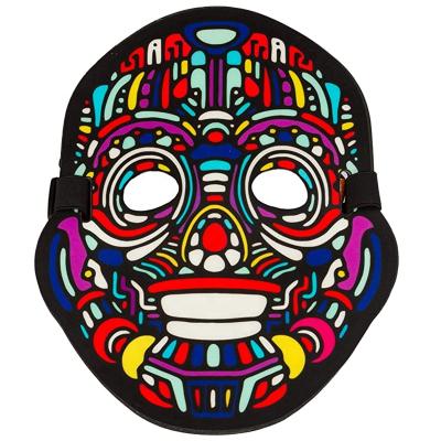 China Christmas/Halloween/Easter/National Day Led Light Up Face Maskes El Panel Maskes With Custom Print For Party Decoration Led Voice Control Maskes For EDC Las Vegas for sale