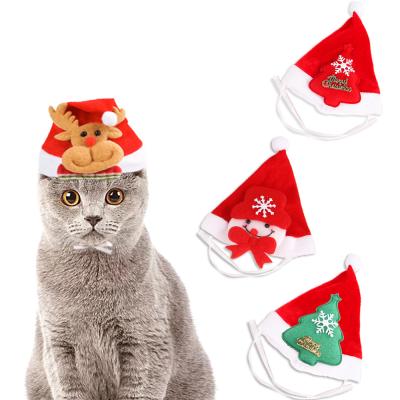 China Sustainable Warm Cute Christmas Pet Cat Hats Christmas Tree Pet Hats for sale